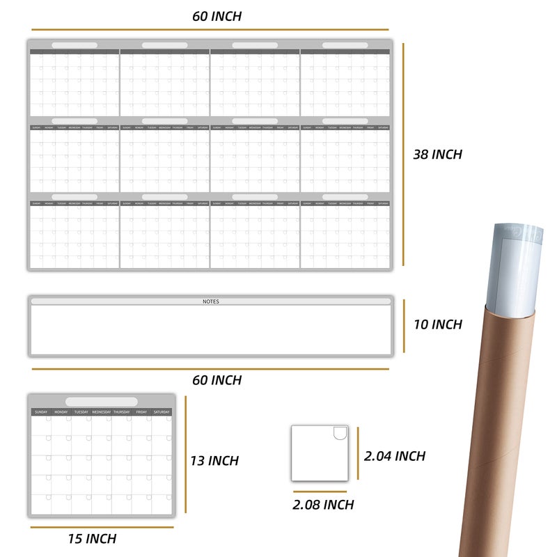 Clever Clean Large Dry Erase Wall Calendar - 48"x60" 2026 Undated Yearly Wall Calendar for Home, Office, School Projects - Jumbo Erasable and Reusable Laminated Yearly Planning Board - Image 2
